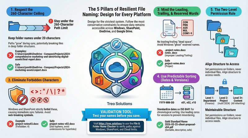 Preview of the five pillars file naming infographic
